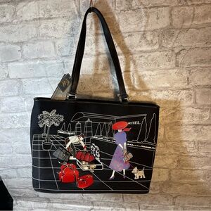 Villeroy & Boch "VB" Black & White Graphic Canvas Tote; Bellboy, Women & Dog NEW